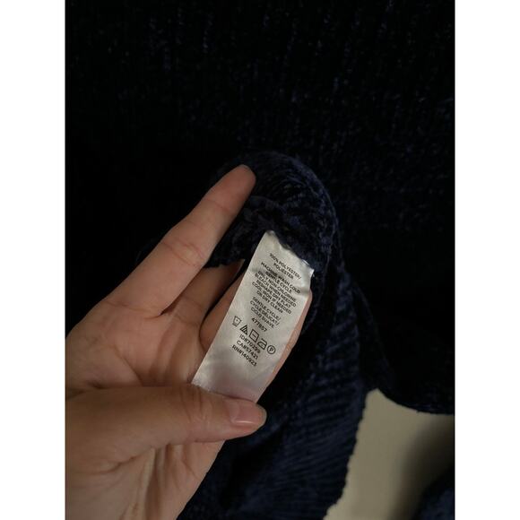 Loft Sweater Women's XXS Navy Chenille Pullover Velvety Soft Round Neck - Picture 6 of 6